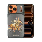 iPhone 17 case for the Santa Barbara Polo & Racquet Club series, with an elegant embroidered horse design – Black - Image 7