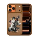 ⁦كفر هاتف iPhone 17 لسلسلة سانتا باربرا للبولو ونادي المضرب، تصميم خيول أنيقة مطرزة - بني⁩ - الصورة ⁦7⁩